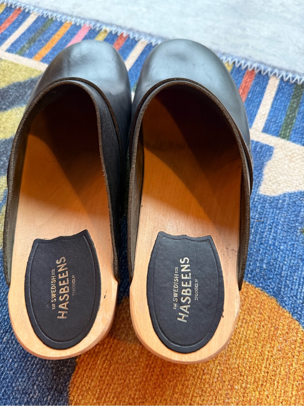 Swedish Hasbeens “Husband” Clogs with Wooden Soles - Picture 7 of 13